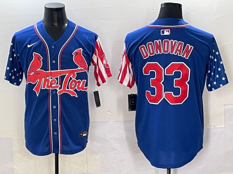 Men 2025 St.Louis Cardinals #33 Donovan Blue a generation of national flags Joint Name Nike MLB Jersey style 1